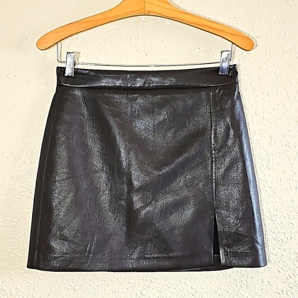 Wilfred Faux Leather Brown Mini Skirt